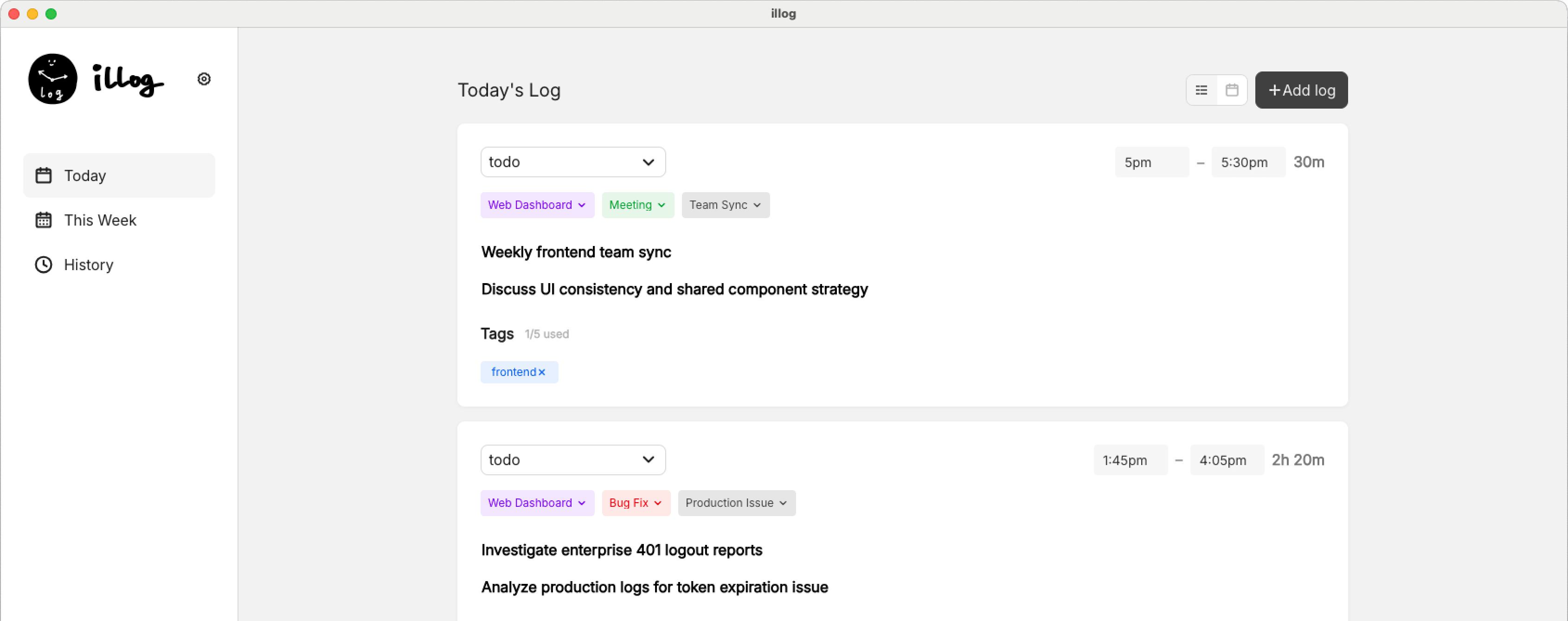 App screenshot showing today's features